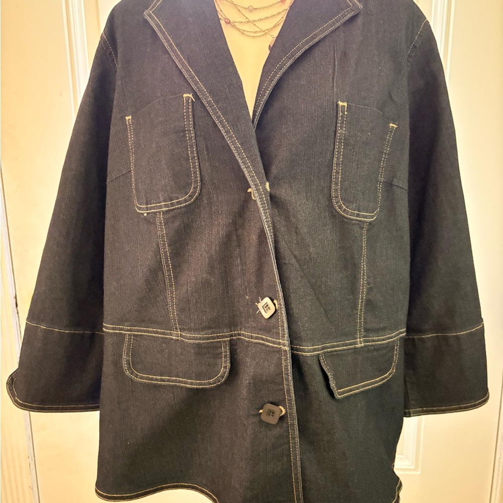 Apostrophe blue Denim Women's vintage Jacket with pockets